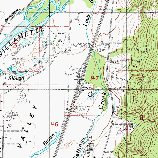 Topographic Map of Brown Creek, OR