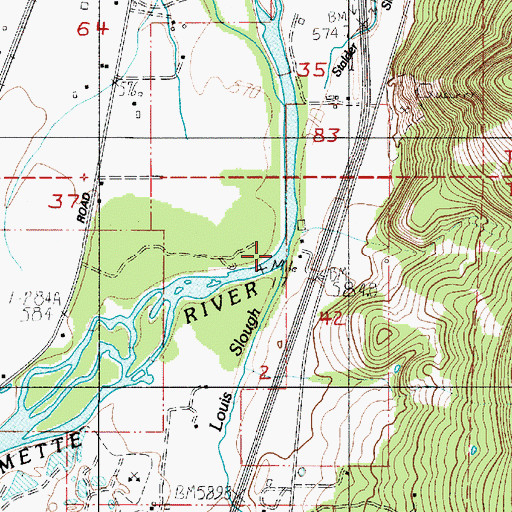 Topographic Map of Louis Slough, OR