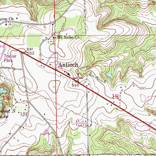 Topographic Map of Antioch, AL