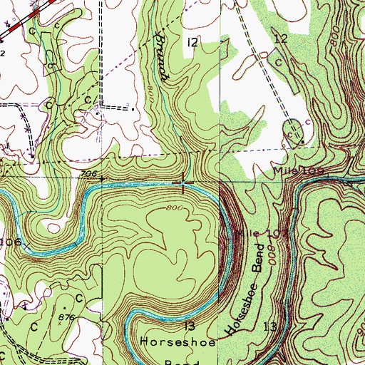 Topographic Map of Antioch Branch, AL