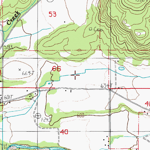 Topographic Map of John Shelton Cemetery, OR