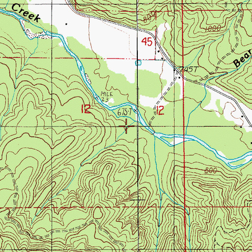 Topographic Map of Bear Creek, OR