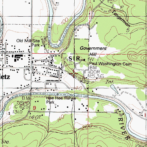 Topographic Map of Paul Washington Indian Cemetery, OR