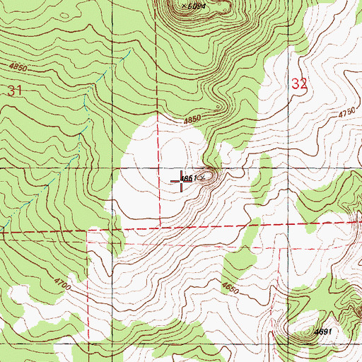 Topographic Map of South Green Mountain, OR