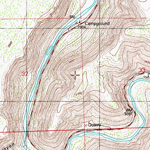 Topographic Map of Chimney Rock, OR
