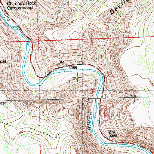 Topographic Map of Devils Canyon, OR