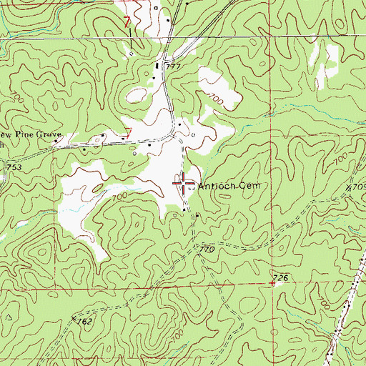 Topographic Map of Antioch Cemetery, AL