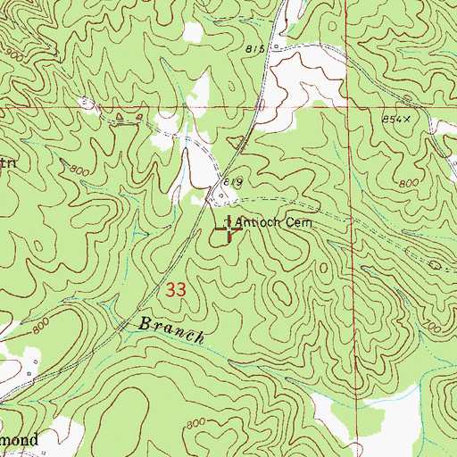 Topographic Map of Antioch Cemetery, AL