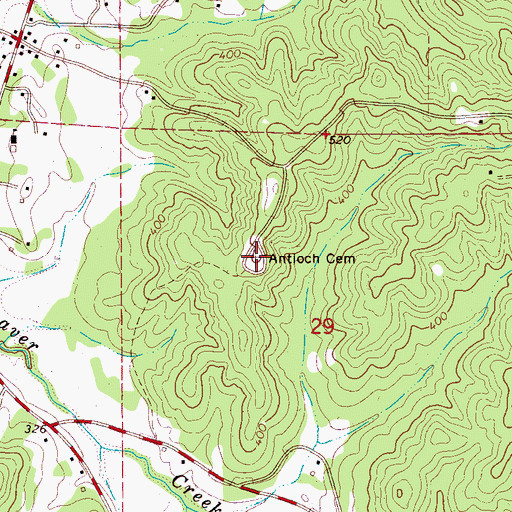 Topographic Map of Antioch Cemetery, AL