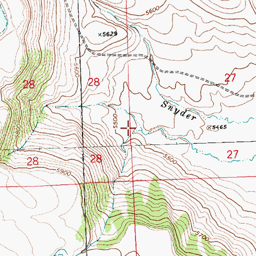 Topographic Map of South Fork Snyder Creek, OR