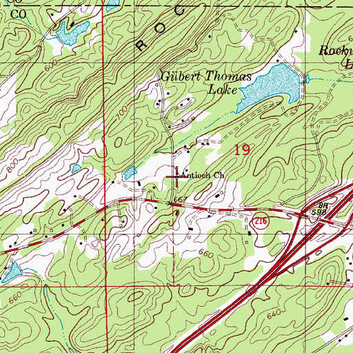 Topographic Map of Antioch Baptist Church, AL