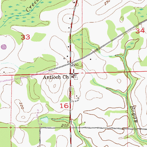 Topographic Map of Antioch Church, AL