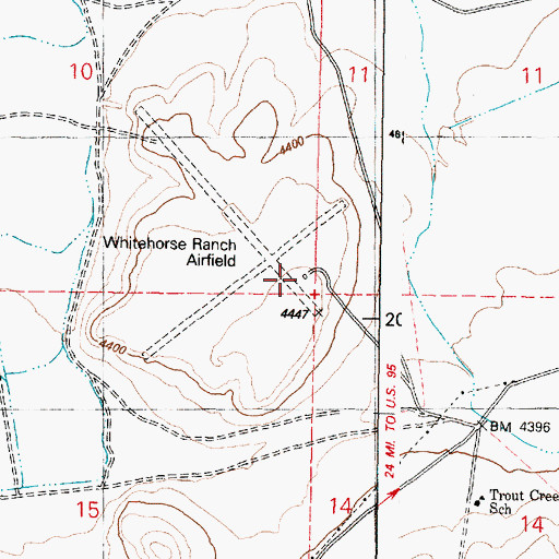 Topographic Map of Whitehorse Ranch Airport, OR