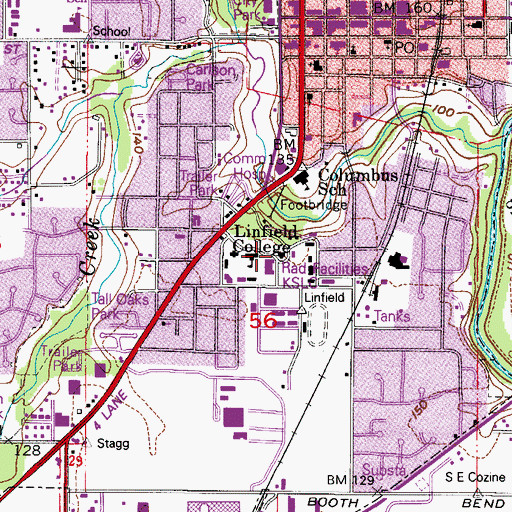 Topographic Map of KSLC-FM, OR