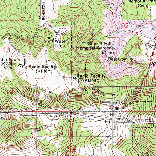 Topographic Map of KSND-FM, OR