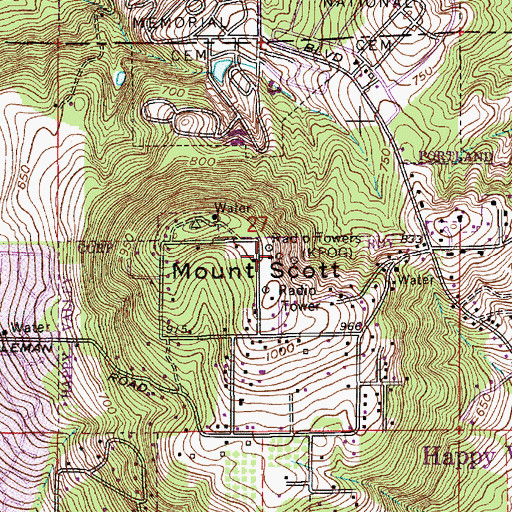 Topographic Map of KUPL-FM, OR