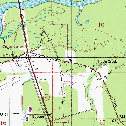 Topographic Map of Antioch Church, AL