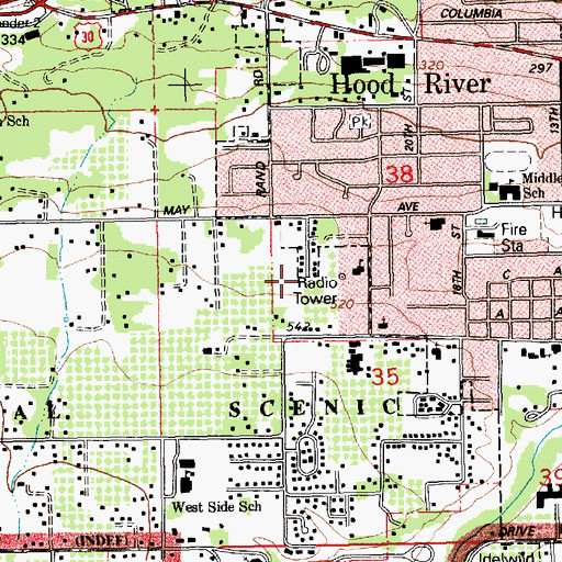 Topographic Map of KCGB-FM, OR
