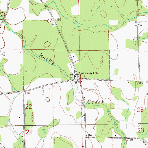 Topographic Map of Antioch Baptist Church, AL