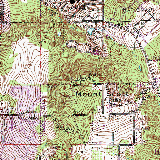 Topographic Map of KMJK-FM, OR