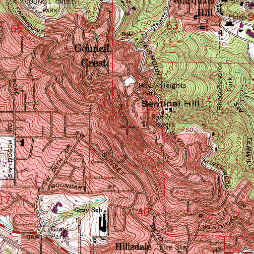 Topographic Map of KQFM-FM, OR