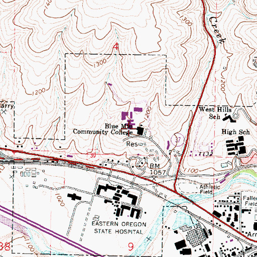 Topographic Map of KRBM-FM, OR