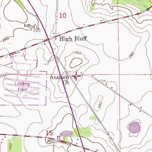 Topographic Map of Antioch Church, AL