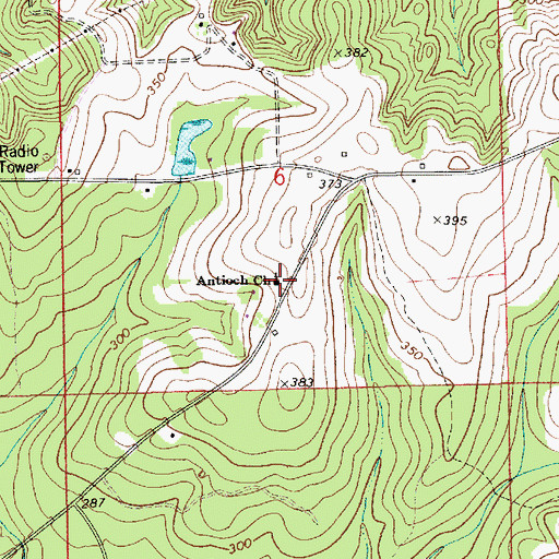 Topographic Map of Antioch Church, AL