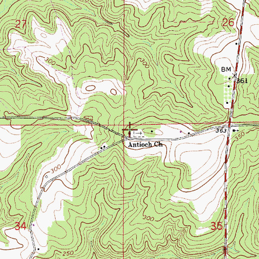 Topographic Map of Antioch Church, AL