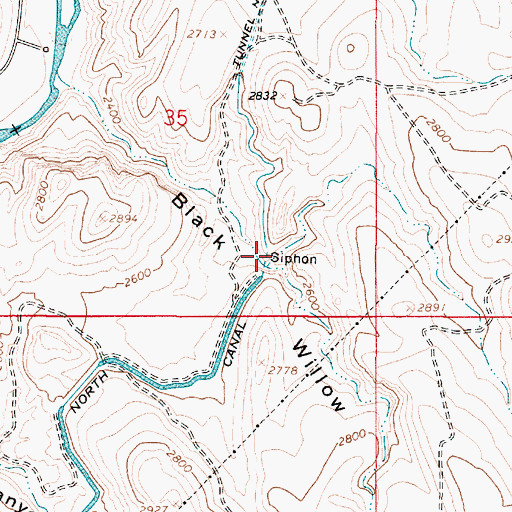 Topographic Map of Black Willow Siphon, OR