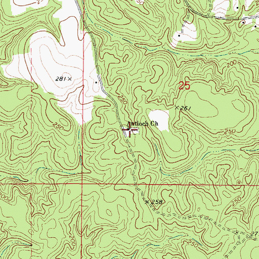 Topographic Map of Antioch Church, AL