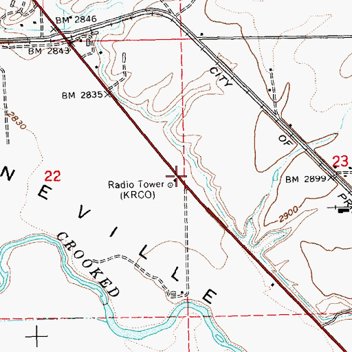 Topographic Map of KRCO-AM, OR