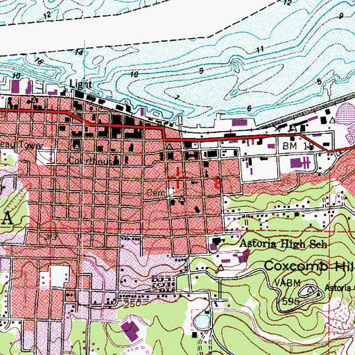 Topographic Map of KVAS-AM, OR