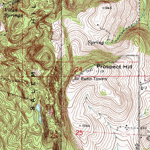 Topographic Map of KVDO-TV, OR