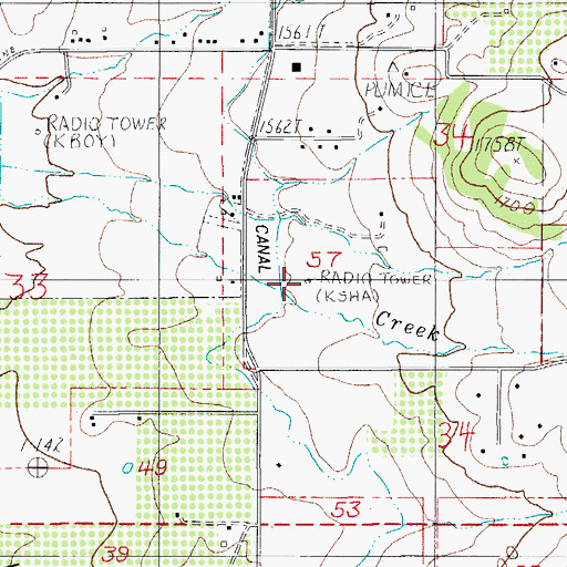 Topographic Map of KBOY-AM, OR