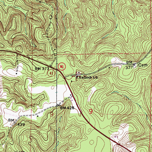 Topographic Map of Antioch Church, AL