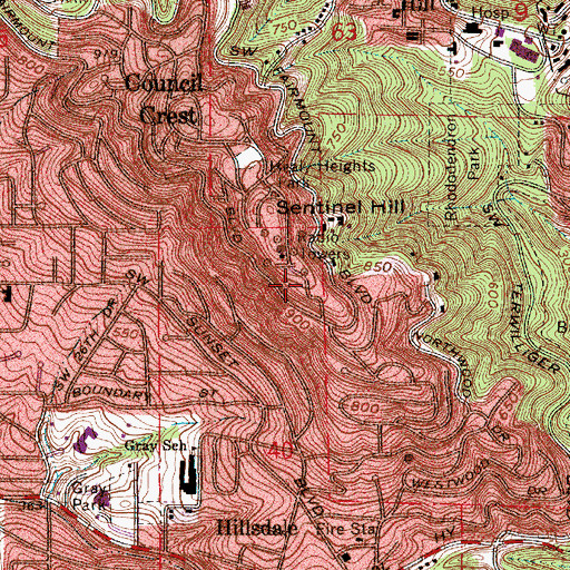 Topographic Map of KCNR-AM, OR