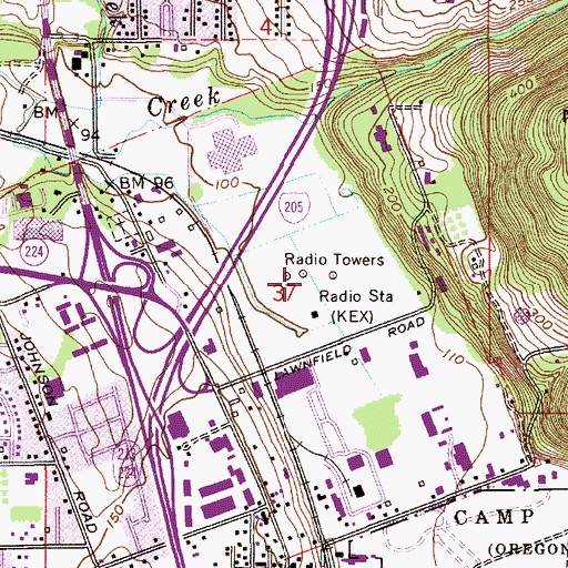 Topographic Map of KEX-AM, OR