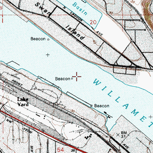 Topographic Map of Willamette River Airstrip (historical), OR