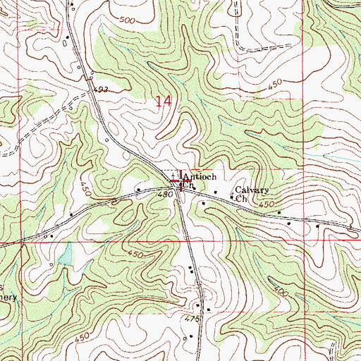 Topographic Map of Antioch Church, AL