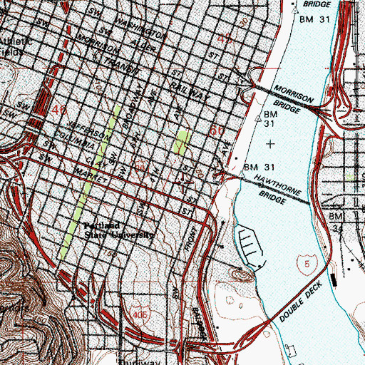 Topographic Map of Portland Auto Port Airstrip (historical), OR