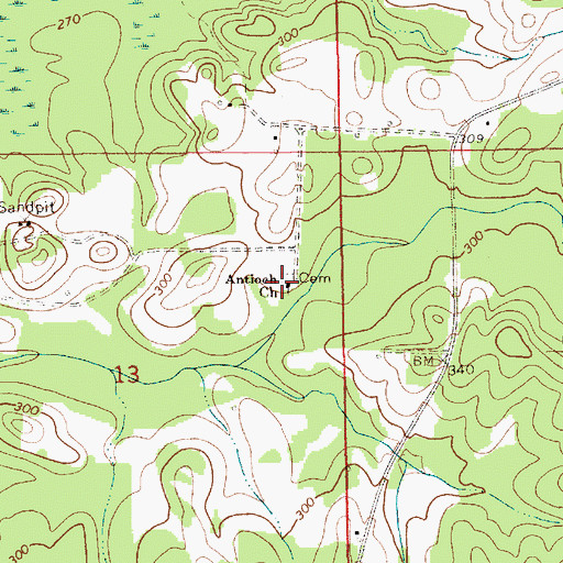 Topographic Map of Antioch Church, AL