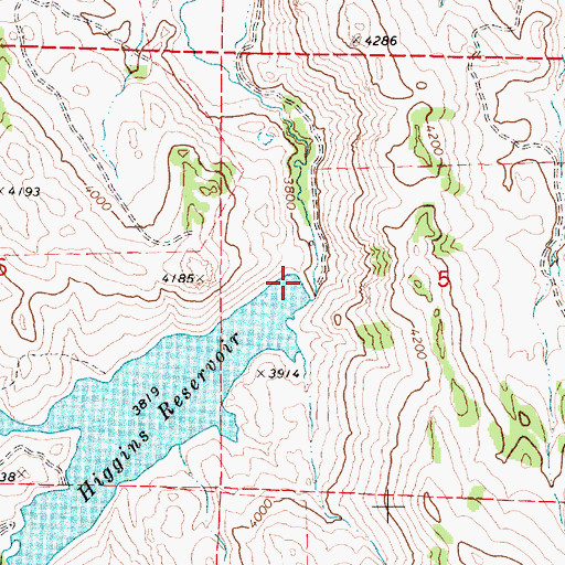 Topographic Map of Higgins Dam, OR