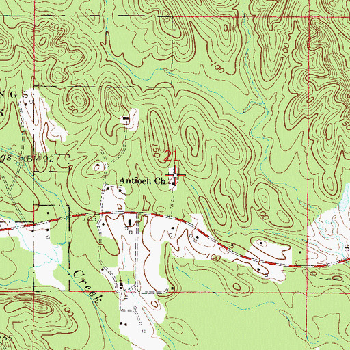 Topographic Map of Antioch Baptist Church, AL