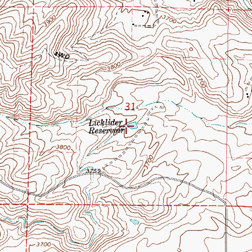 Topographic Map of Licklider Dam, OR