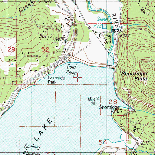 Topographic Map of Cottage Grove Dam, OR