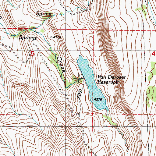 Topographic Map of Van Derveer Dam, OR