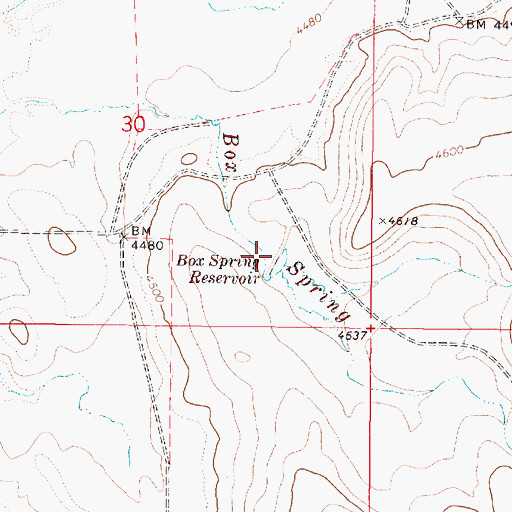 Topographic Map of Box Springs Dam, OR