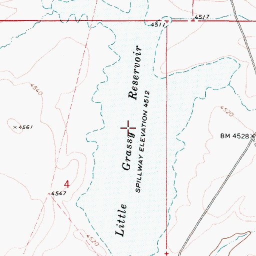 Topographic Map of Little Grassy Reservoir, OR