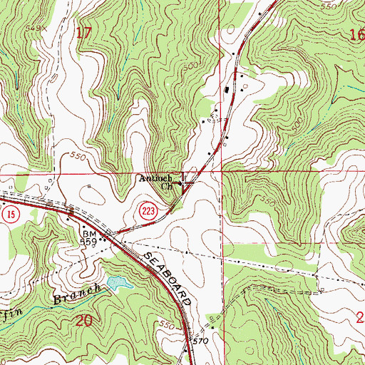 Topographic Map of Antioch Church, AL